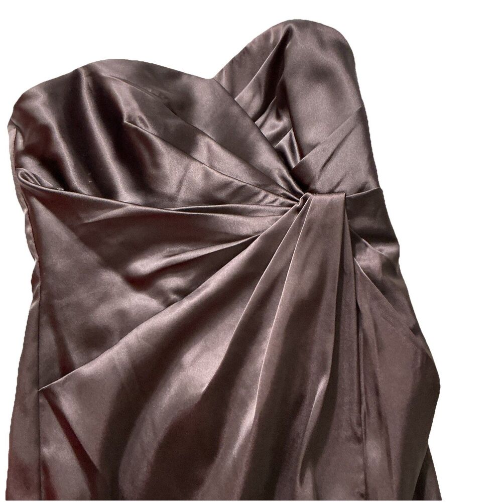 David’s Bridal Bridesmaid Dress Sz 10 Truffle Brown Strapless Formal Prom Gown